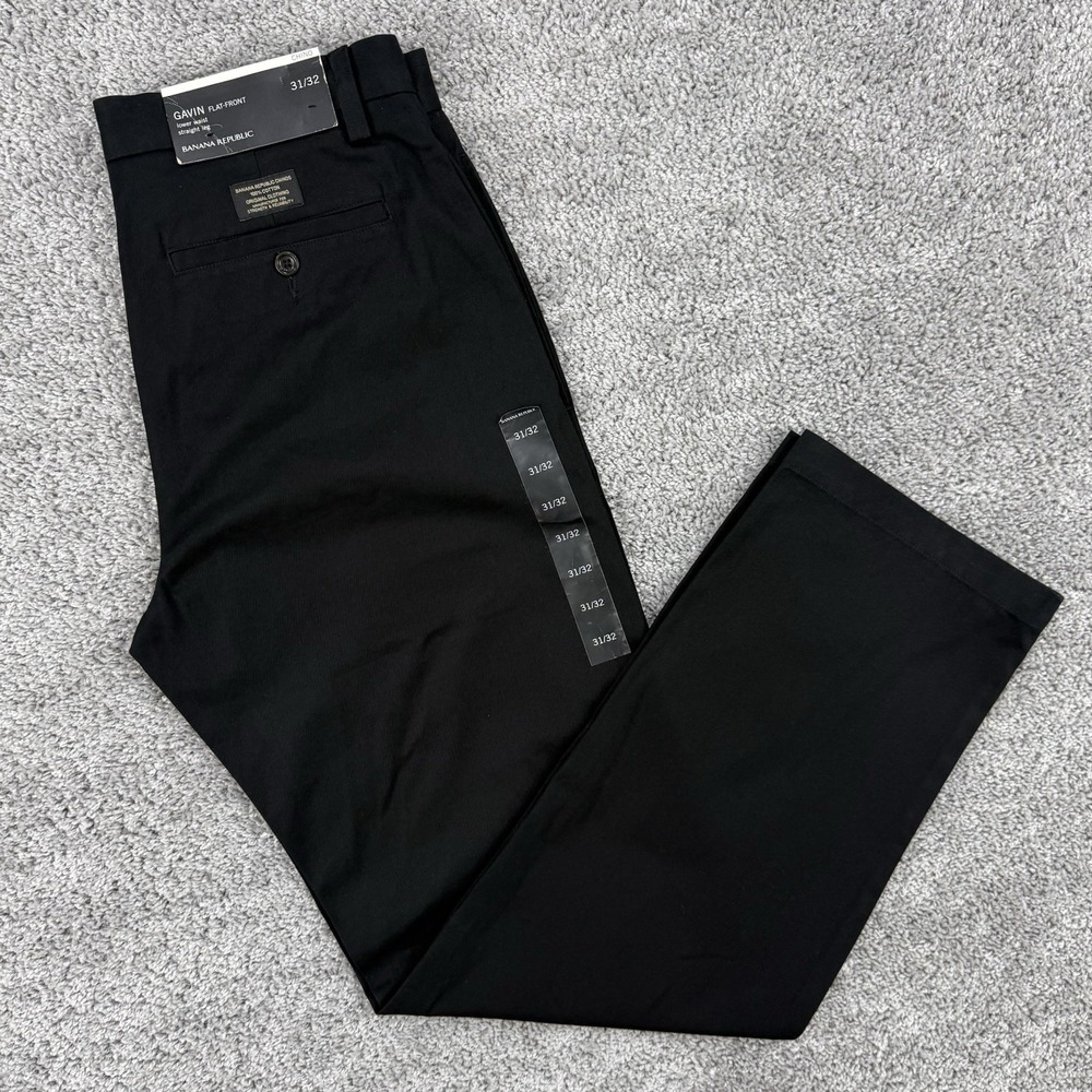 VTG Banana Republic Gavin Chino Pants Men's NWT 31x32 Black Flat Front Straight